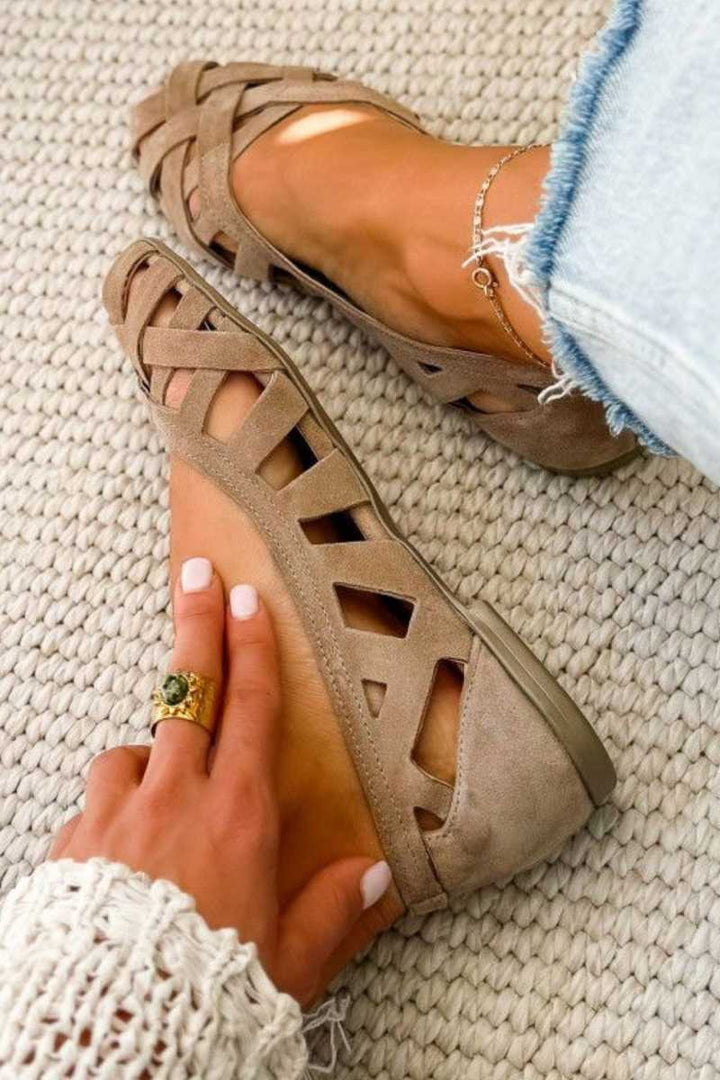 Kathy | Flat braided cut-out sandals