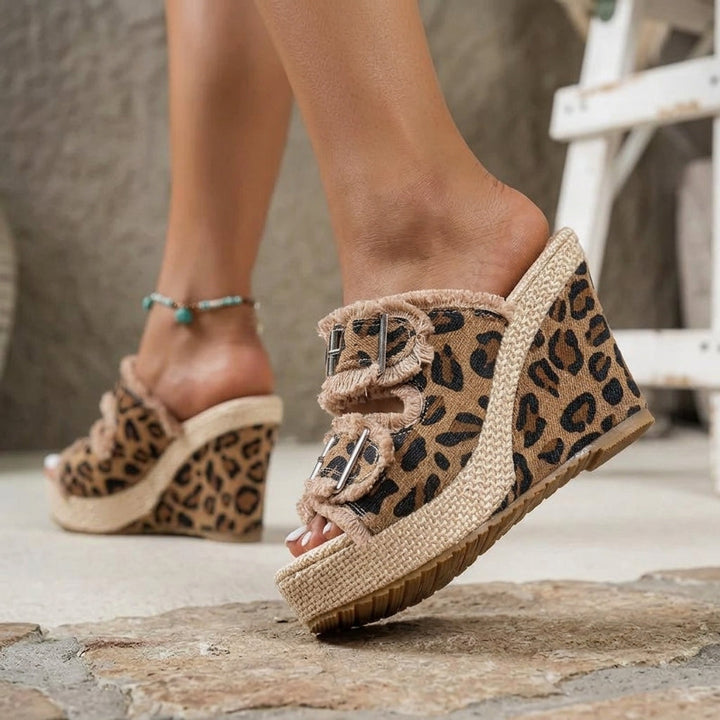 Nadia | Frayed Denim Wedges
