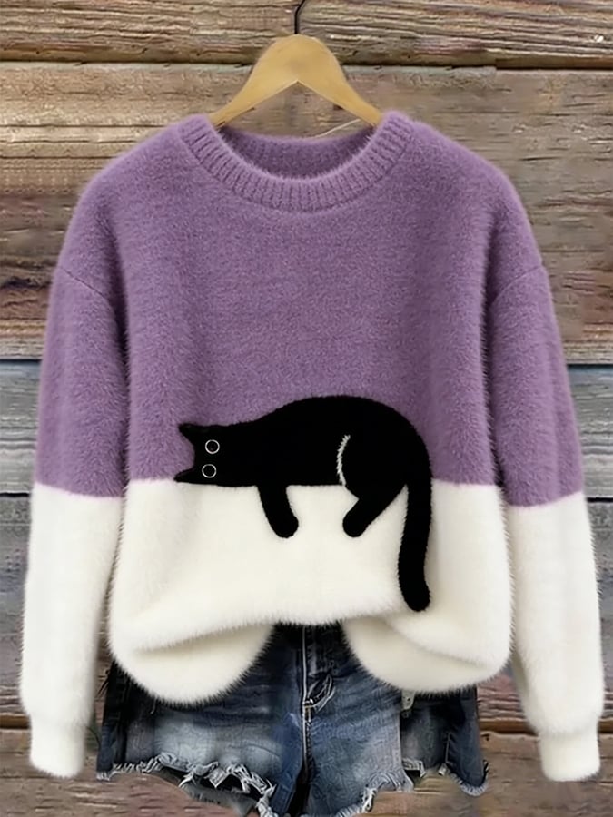 Chiara | Cat Print Oversized Sweater