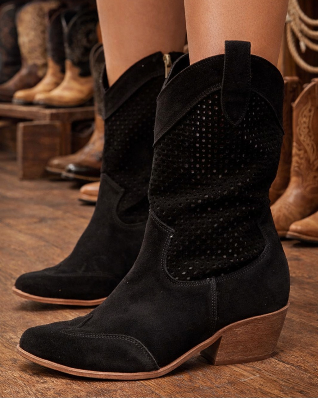 Women's Party Heeled Cowboy Boots - Ventilated western Cowgirl Ankle Party Boots