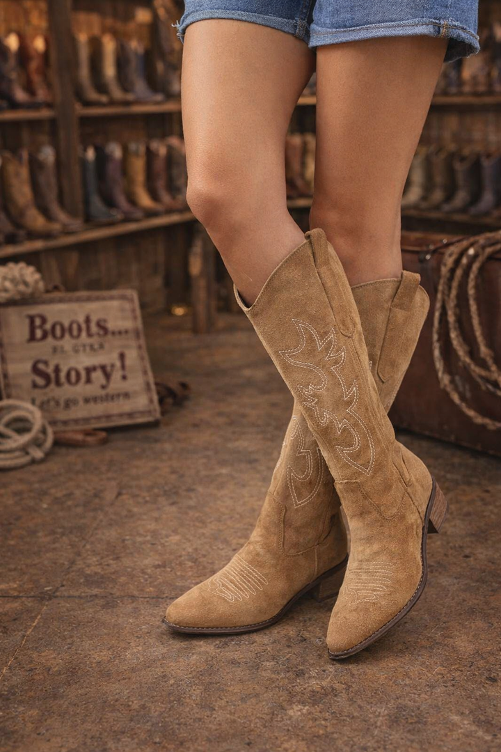 Women’s Knee-High Suede Cowboy Boots