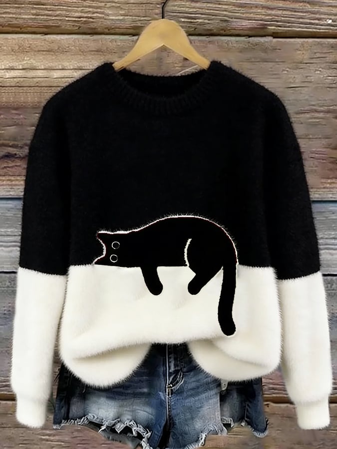 Chiara | Cat Print Oversized Sweater