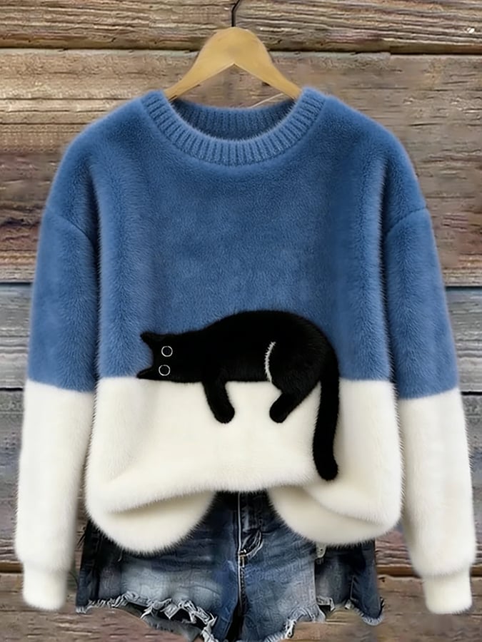 Chiara | Cat Print Oversized Sweater