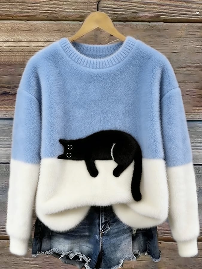 Chiara | Cat Print Oversized Sweater
