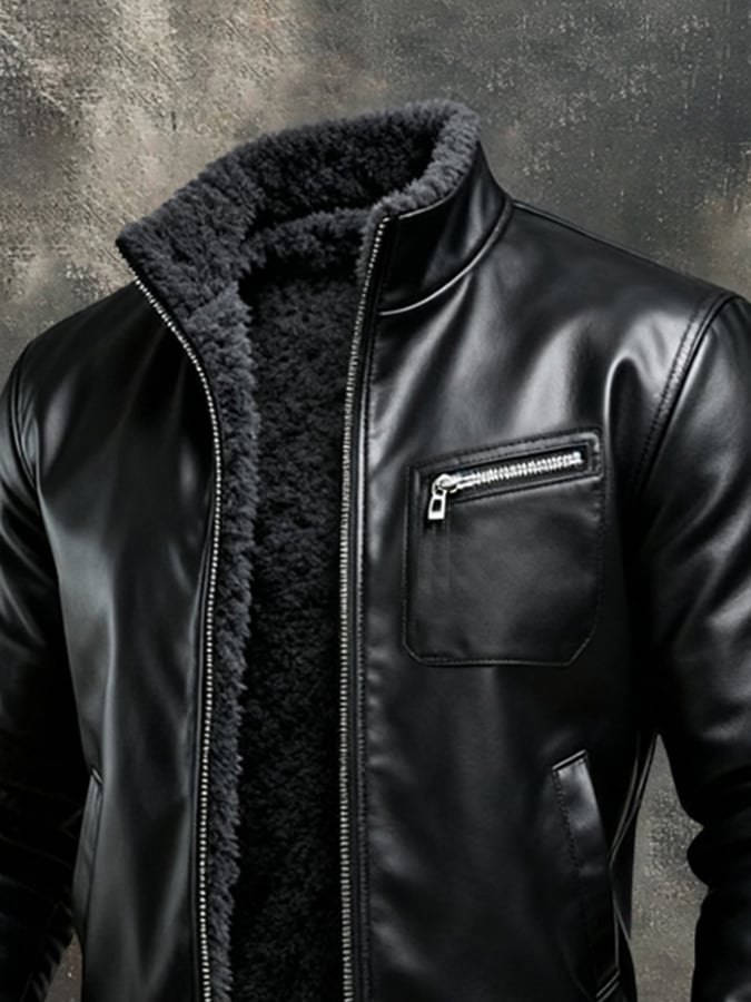 Alfie | Faux leather jacket with sherpa lining and rugged fit
