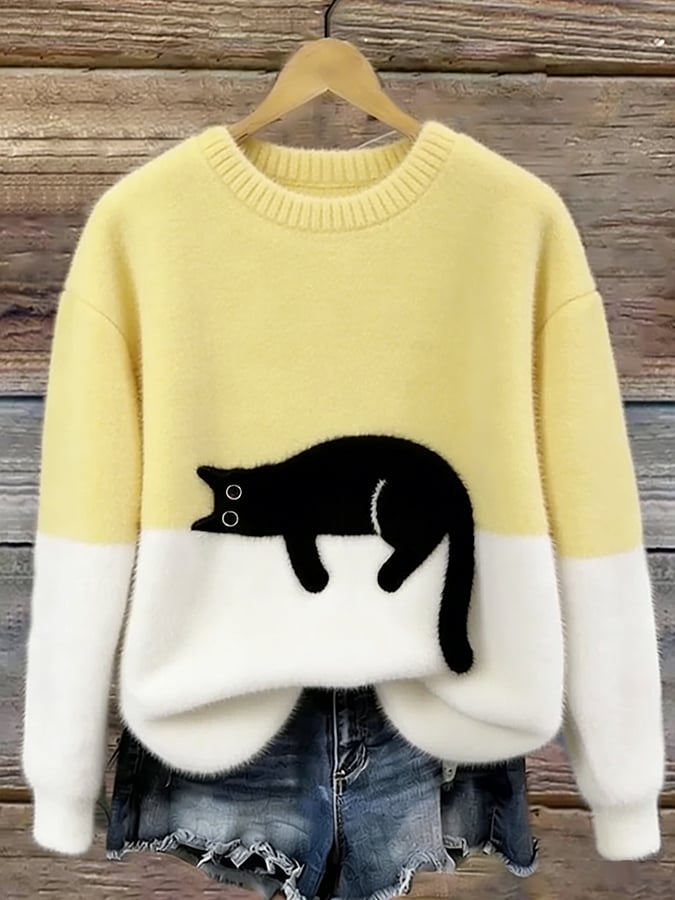 Chiara | Cat Print Oversized Sweater