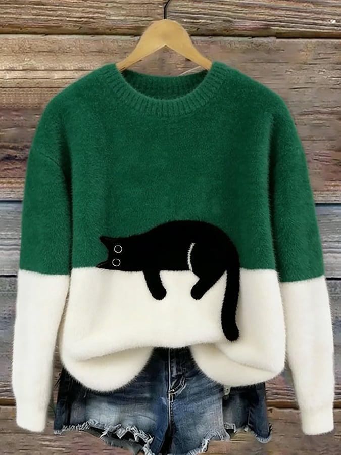 Chiara | Cat Print Oversized Sweater