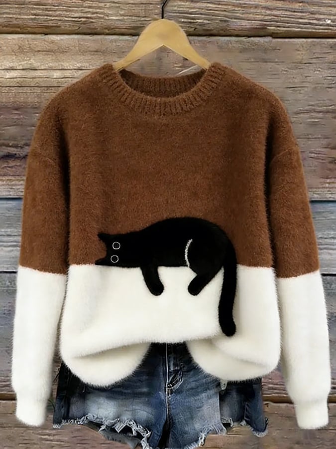 Chiara | Cat Print Oversized Sweater