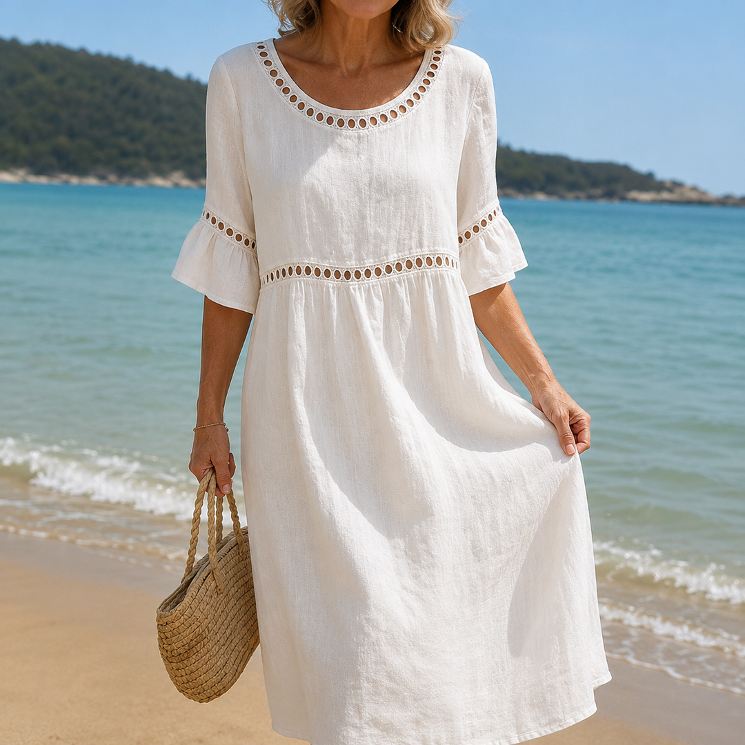 Helene | Long Linen Dress Flat Tummy Effect