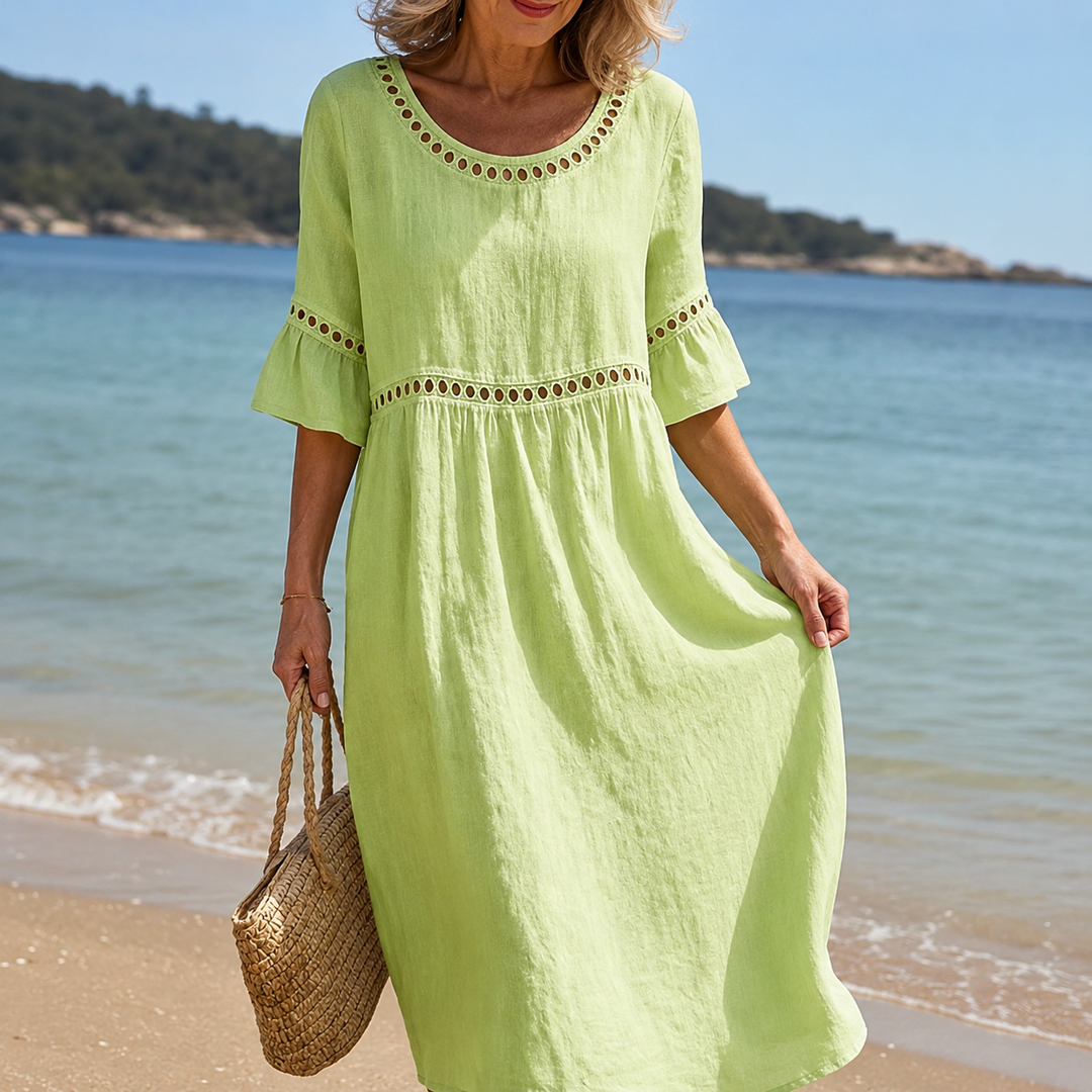Helene | Long Linen Dress Flat Tummy Effect