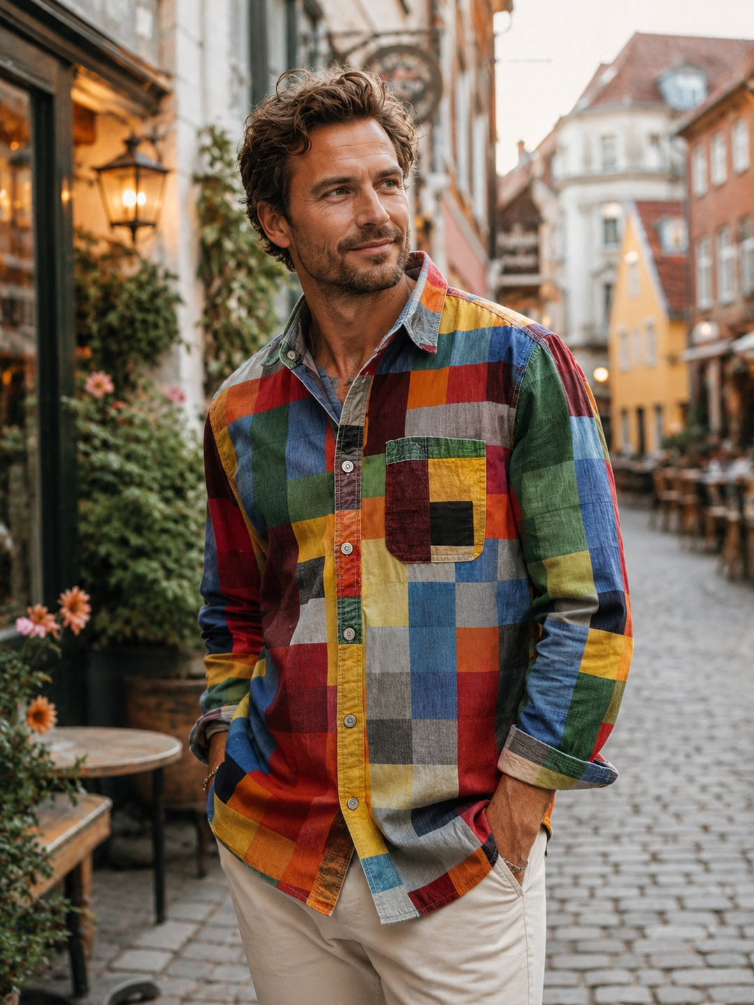 Jonathan | Patchwork shirt with chest pocket