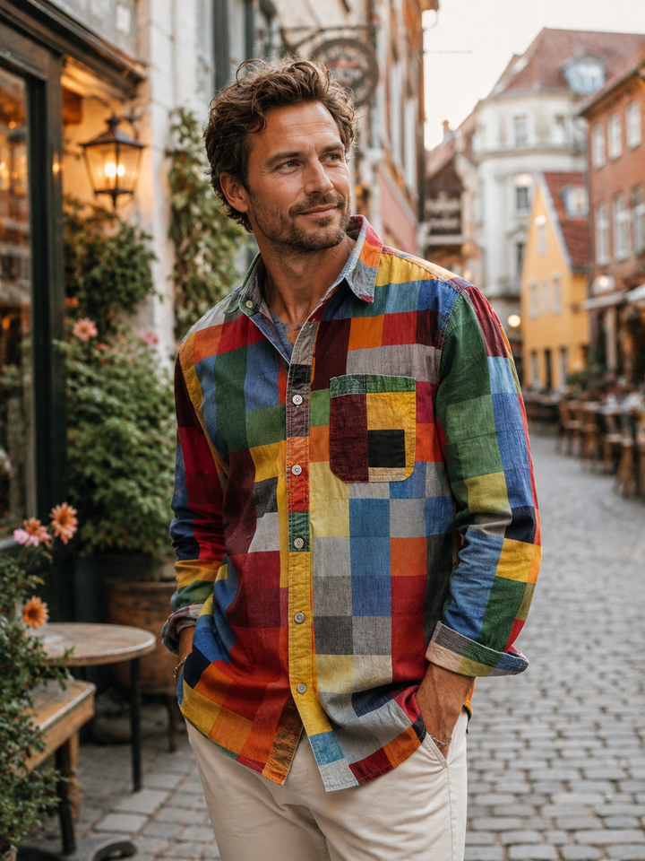 Jonathan | Patchwork shirt with chest pocket