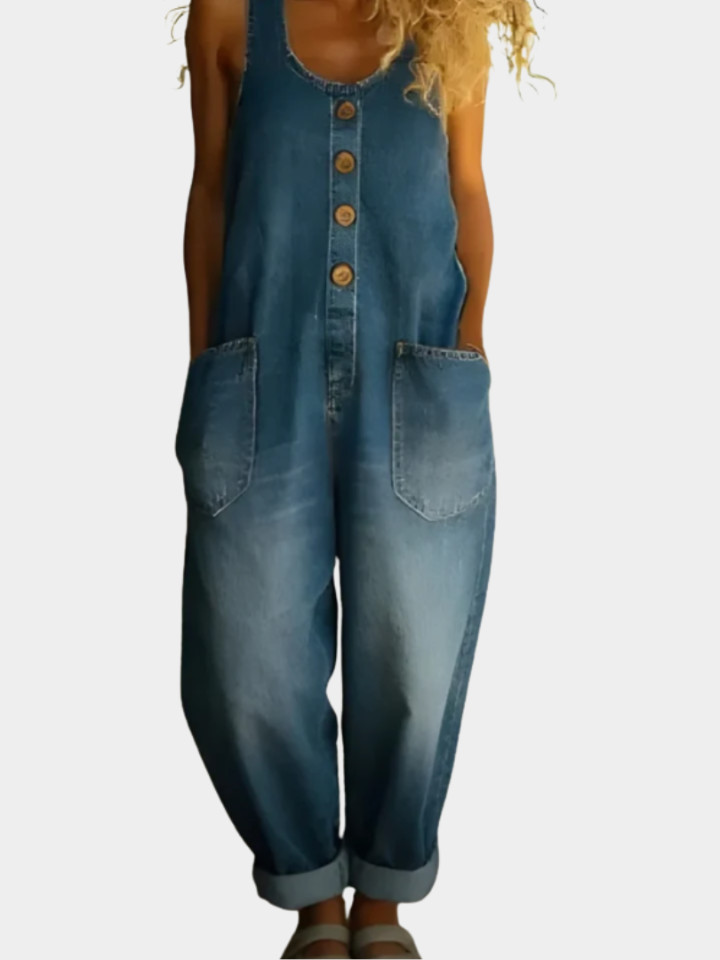 Saylor | Vintage Soft Cotton Denim-Look Overalls