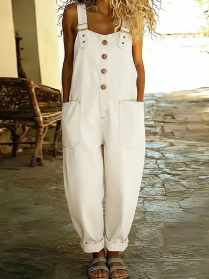 Saylor | Vintage Soft Cotton Denim-Look Overalls