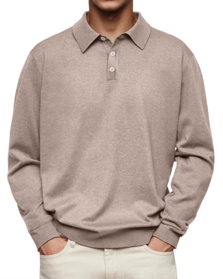 Chris | Patterned Collar Long Sleeve Polo Shirt