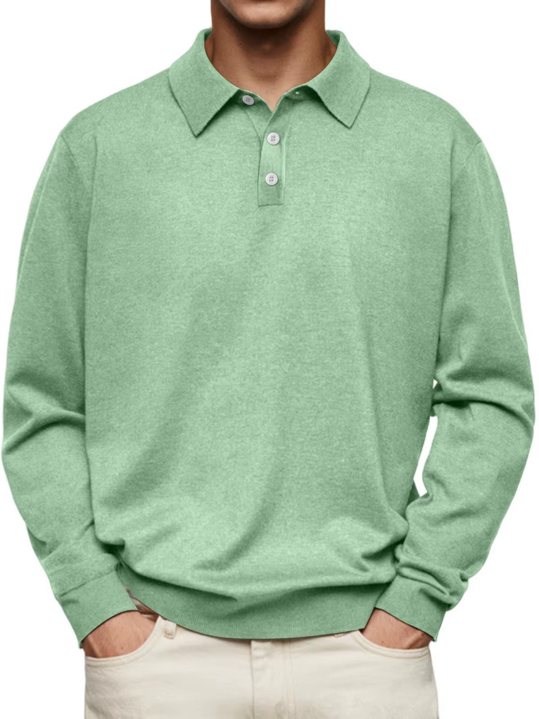 Chris | Patterned Collar Long Sleeve Polo Shirt