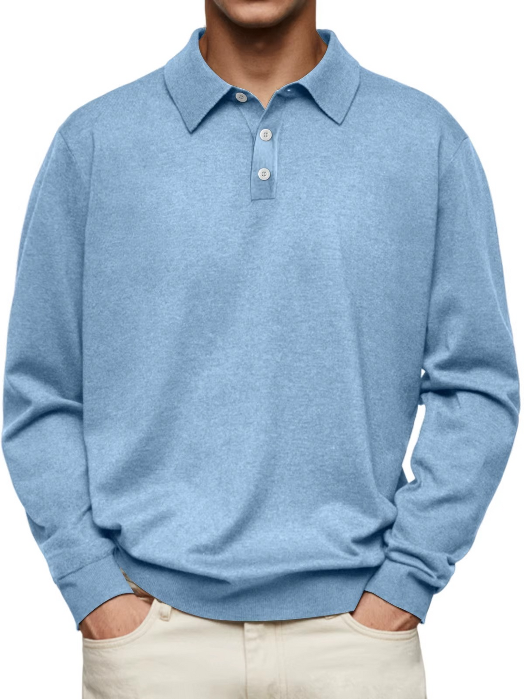 Chris | Patterned Collar Long Sleeve Polo Shirt