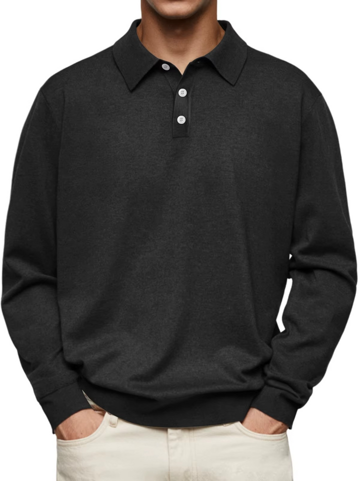 Chris | Patterned Collar Long Sleeve Polo Shirt