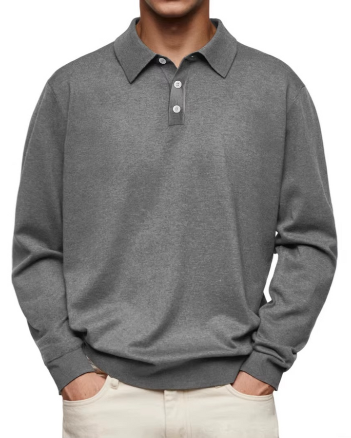 Chris | Patterned Collar Long Sleeve Polo Shirt