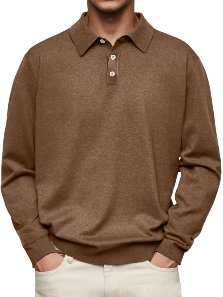 Chris | Patterned Collar Long Sleeve Polo Shirt