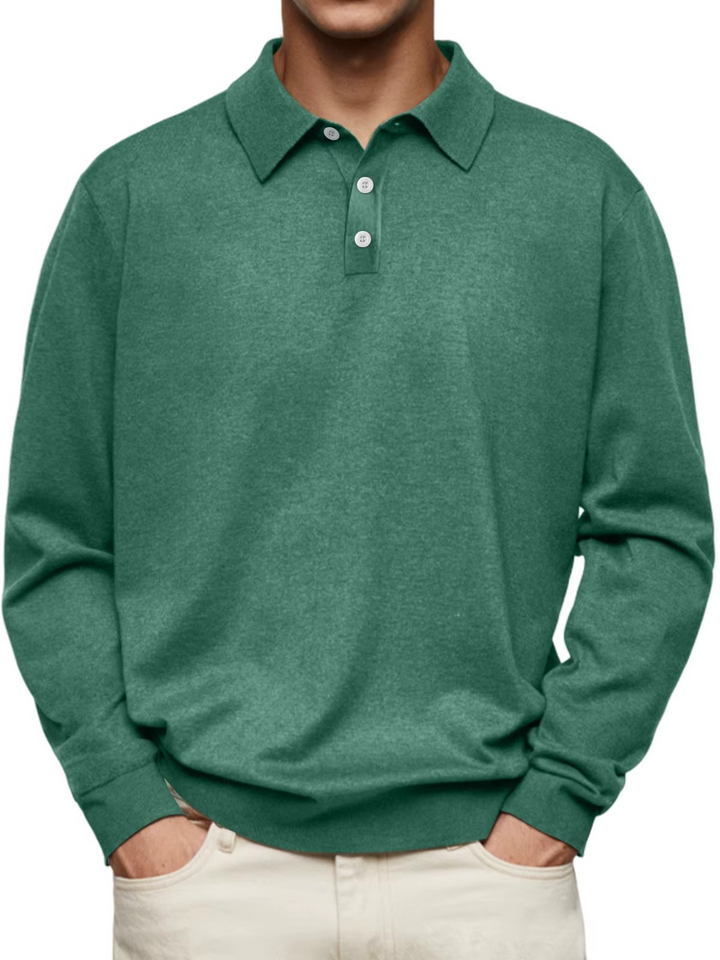Chris | Patterned Collar Long Sleeve Polo Shirt