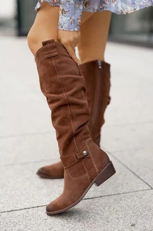 Women's Knee-High Slouch Boots – Casual Summer Suede Style Footwear