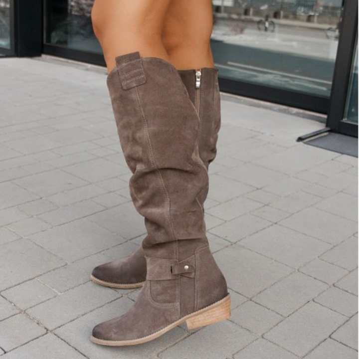 Women's Knee-High Slouch Boots – Casual Summer Suede Style Footwear