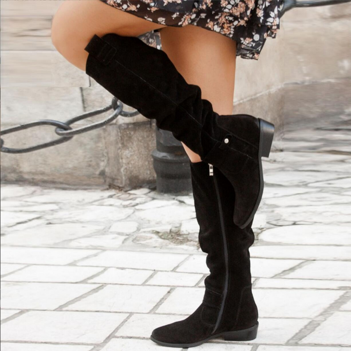 Women's Knee-High Slouch Boots – Casual Summer Suede Style Footwear