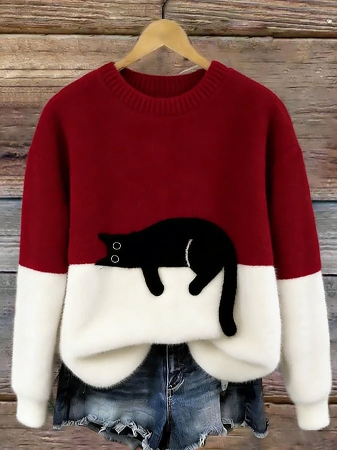 Chiara | Cat Print Oversized Sweater