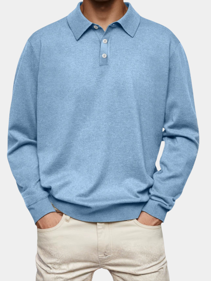 Chris | Patterned Collar Long Sleeve Polo Shirt