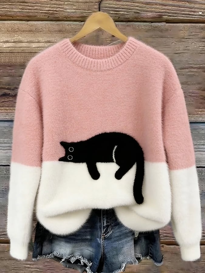 Chiara | Cat Print Oversized Sweater