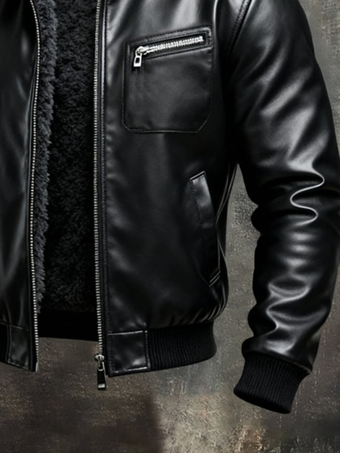 Alfie | Faux leather jacket with sherpa lining and rugged fit