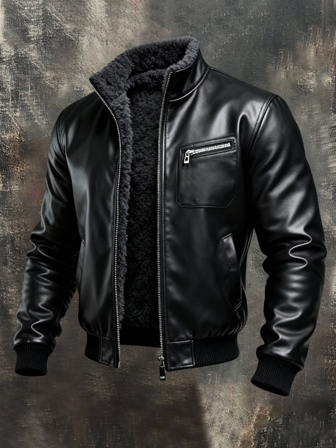 Alfie | Faux leather jacket with sherpa lining and rugged fit