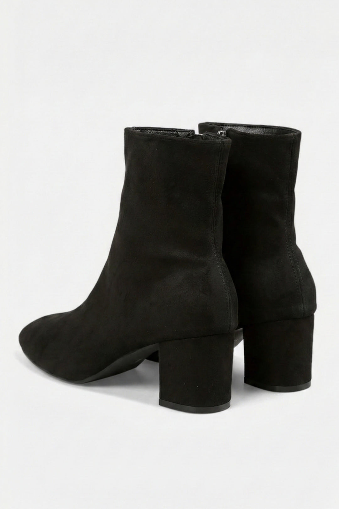 Women’s Block Heeled High Ankle Boots - Suede with Side Zipper