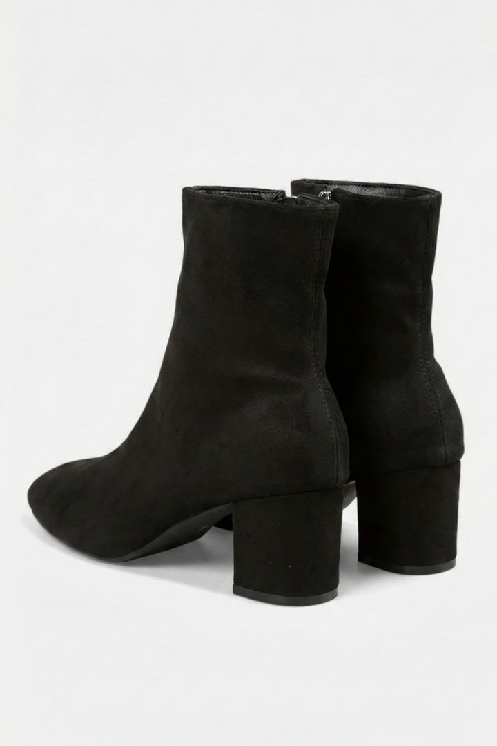 Women’s Block Heeled High Ankle Boots - Suede with Side Zipper