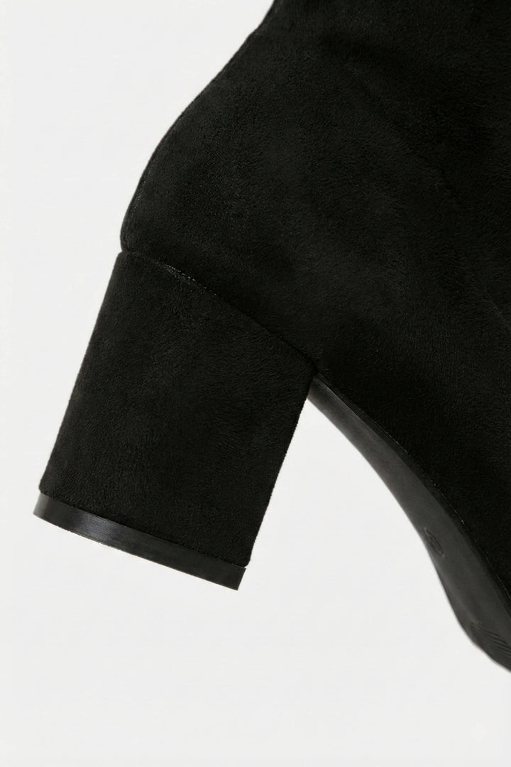 Women’s Block Heeled High Ankle Boots - Suede with Side Zipper
