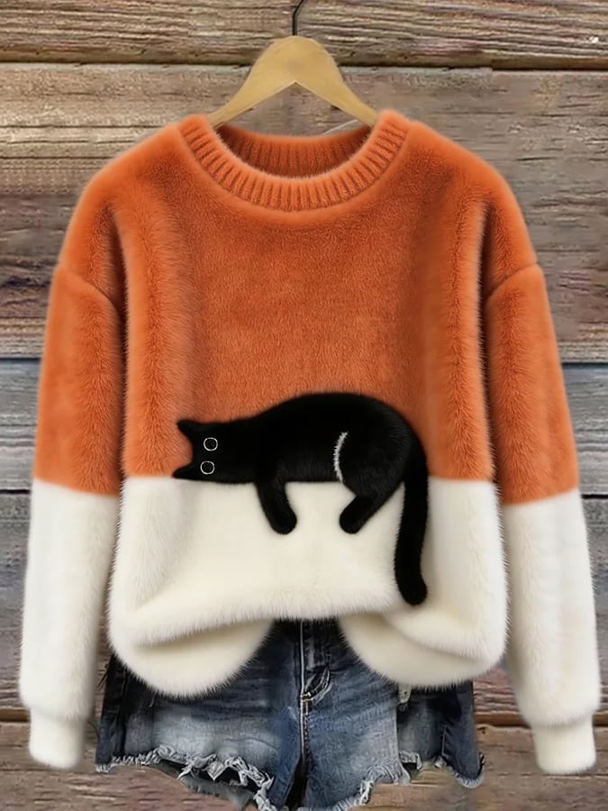 Chiara | Cat Print Oversized Sweater