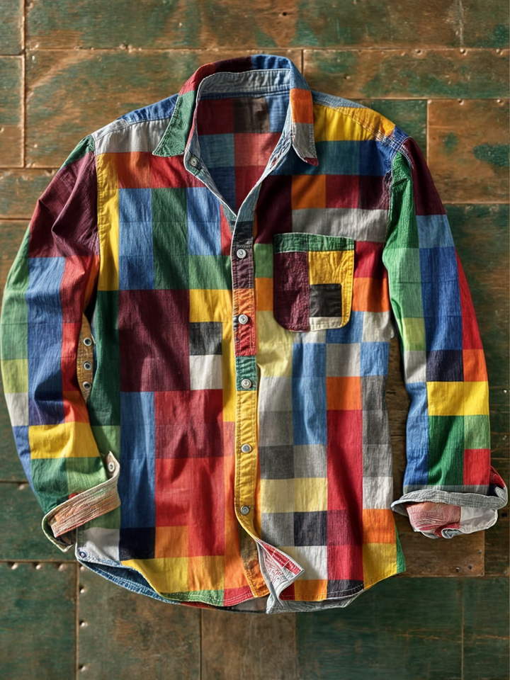 Jonathan | Patchwork shirt with chest pocket