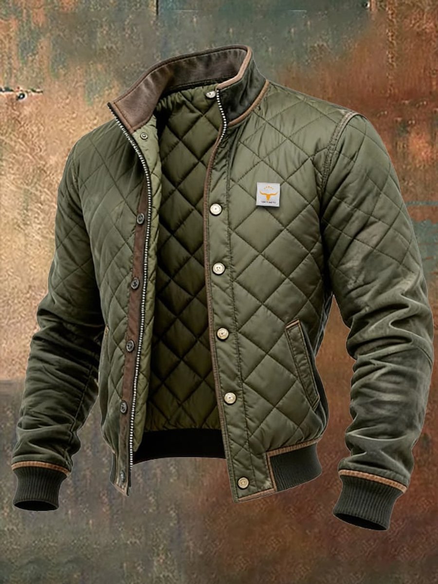 Levi | Men's Quilted Bomber Jacket, Snap-Button Closure, Stand-Up Collar