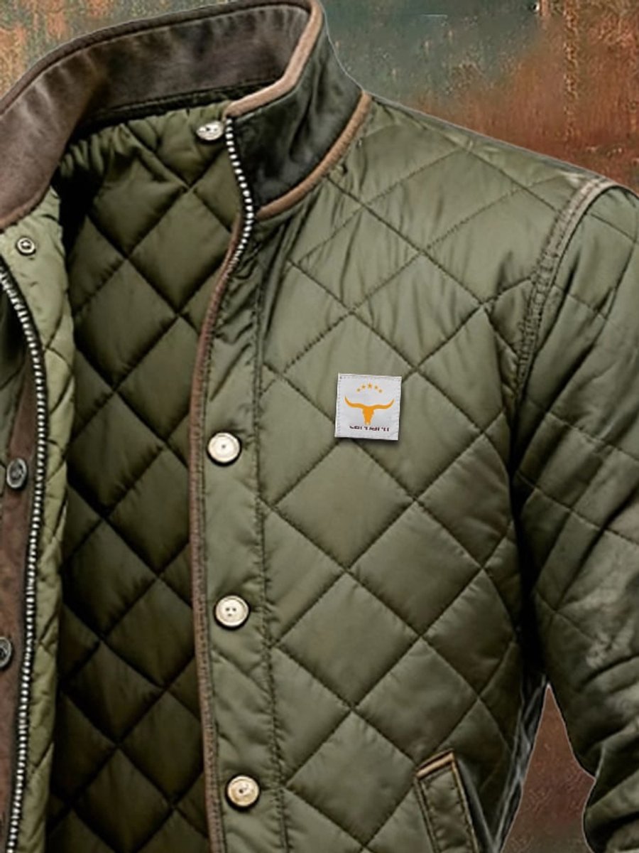 Levi | Men's Quilted Bomber Jacket, Snap-Button Closure, Stand-Up Collar