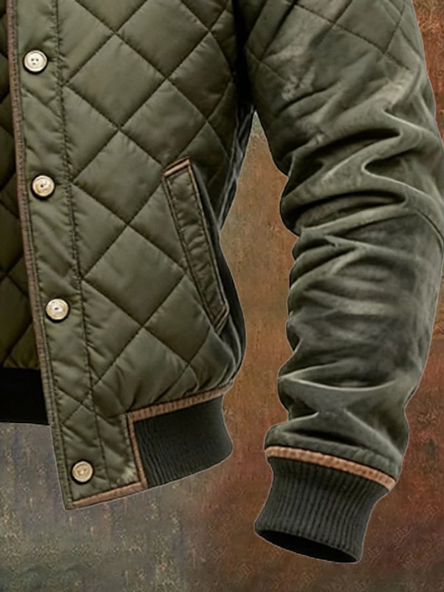 Levi | Men's Quilted Bomber Jacket, Snap-Button Closure, Stand-Up Collar