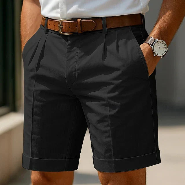 ENZO | Men's Luxury Pleated Summer Bermuda Shorts