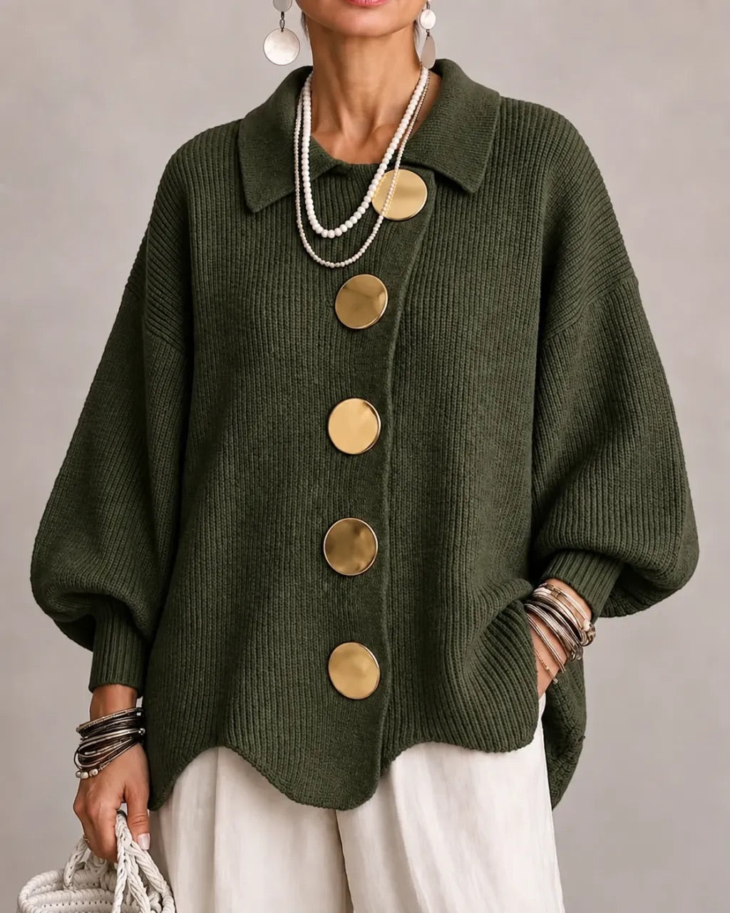 Lisette | Cozy Scalloped Hem Cardigan
