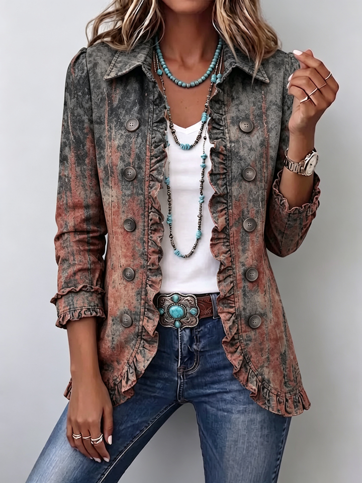 Bristella | Textured Faded Jacket with Ruffles