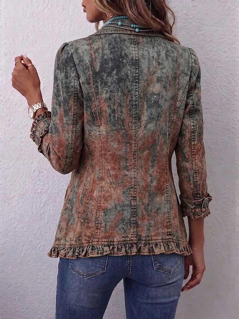 Bristella | Textured Faded Jacket with Ruffles