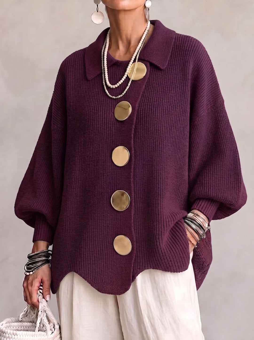 Lisette | Cozy Scalloped Hem Cardigan