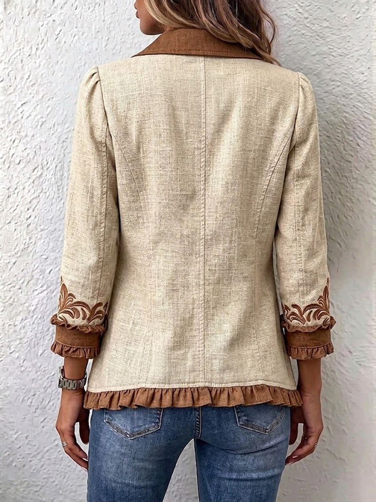Aurorina | Vintage Embroidered Jacket with Ruffles