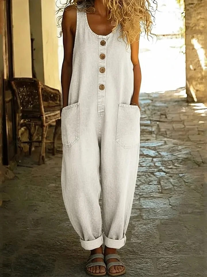 Saylor | Vintage Soft Cotton Denim-Look Overalls