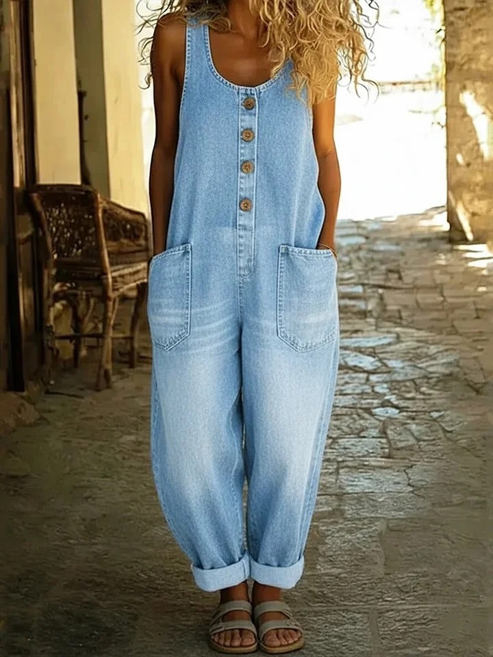 Lenna | Vintage Cotton Denim Jumpsuit