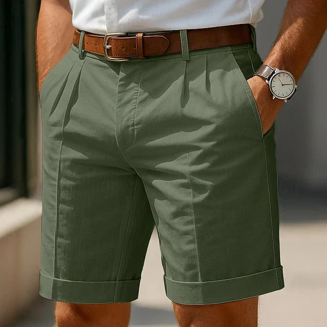 ENZO | Men's Luxury Pleated Summer Bermuda Shorts